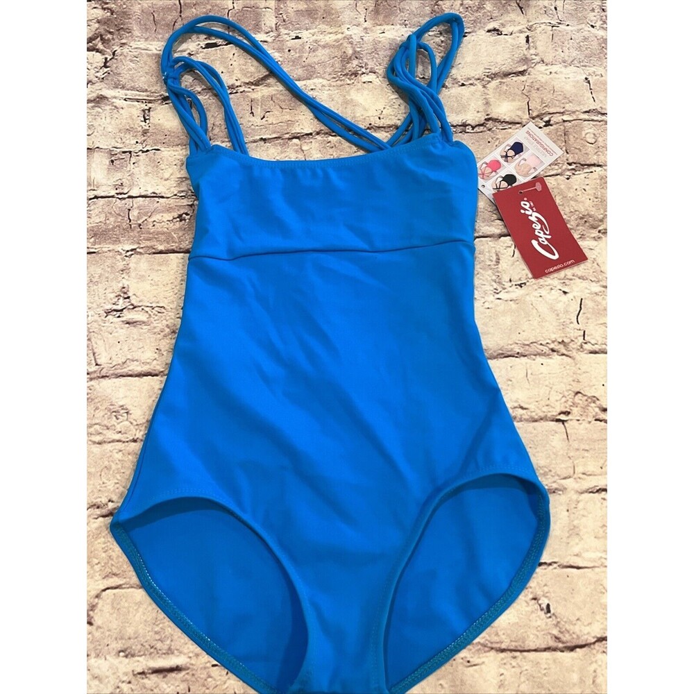 NWT Capezio Multi-Strap Configuration Adult S Turquoise Leotard